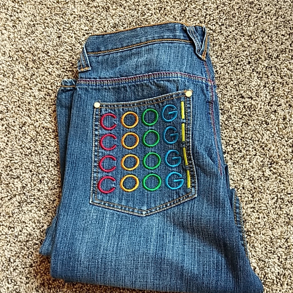 COOGI dark wash embroidered jeans
